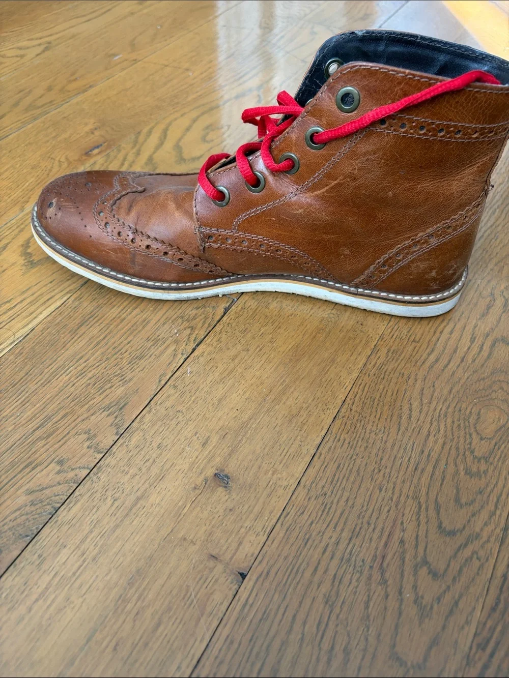 Crevo Brown Chukka Boots with Red Laces